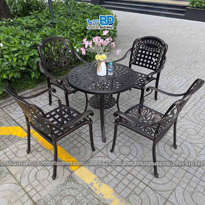 Ghế cafe lưng cao nhôm đúc cao cấp