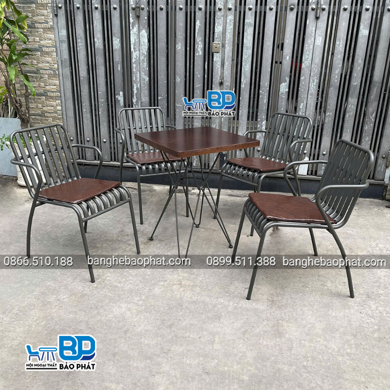 Ghế cafe lưng cao sắt sơn tĩnh điện
