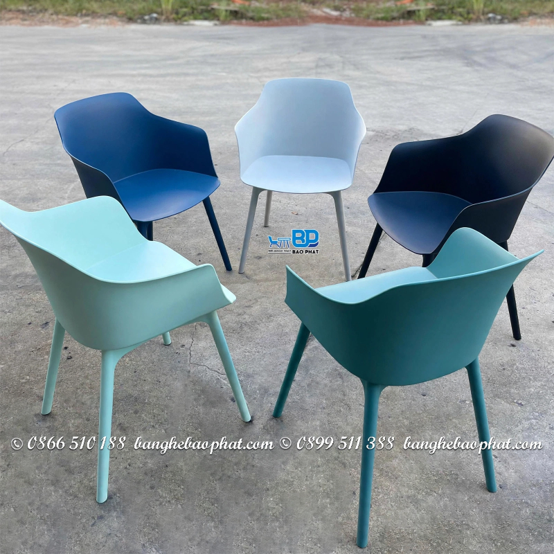 Ghế cafe màu xanh nhựa đúc 3030