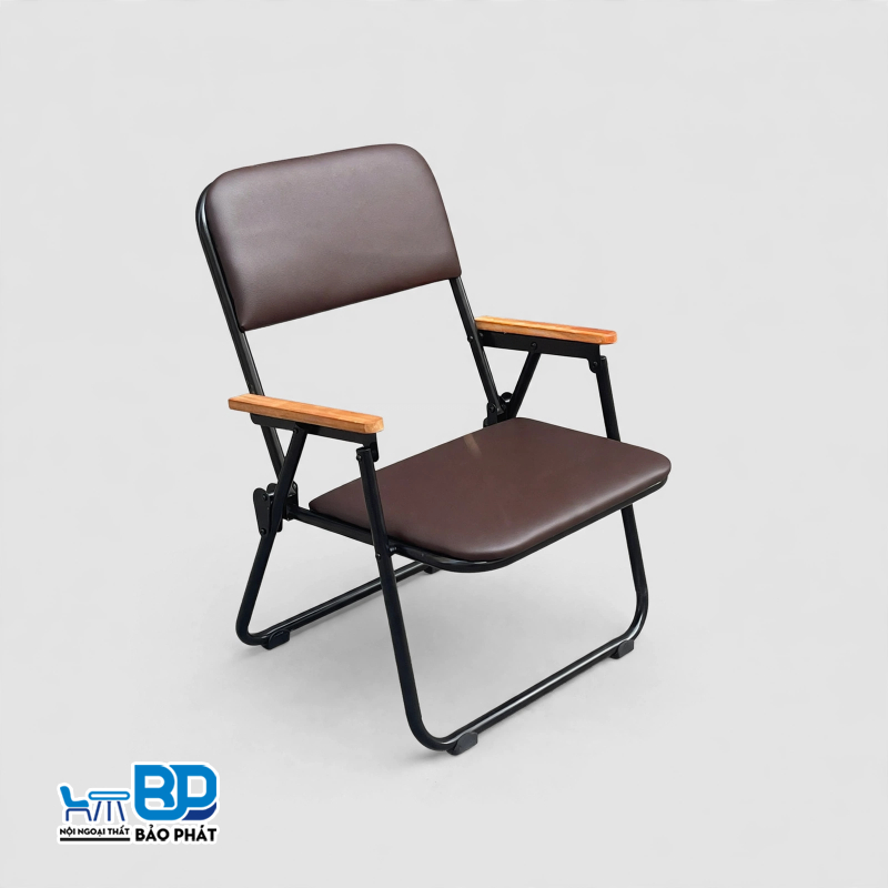 Ghế cafe sắt nệm bọc da xếp gọn mini