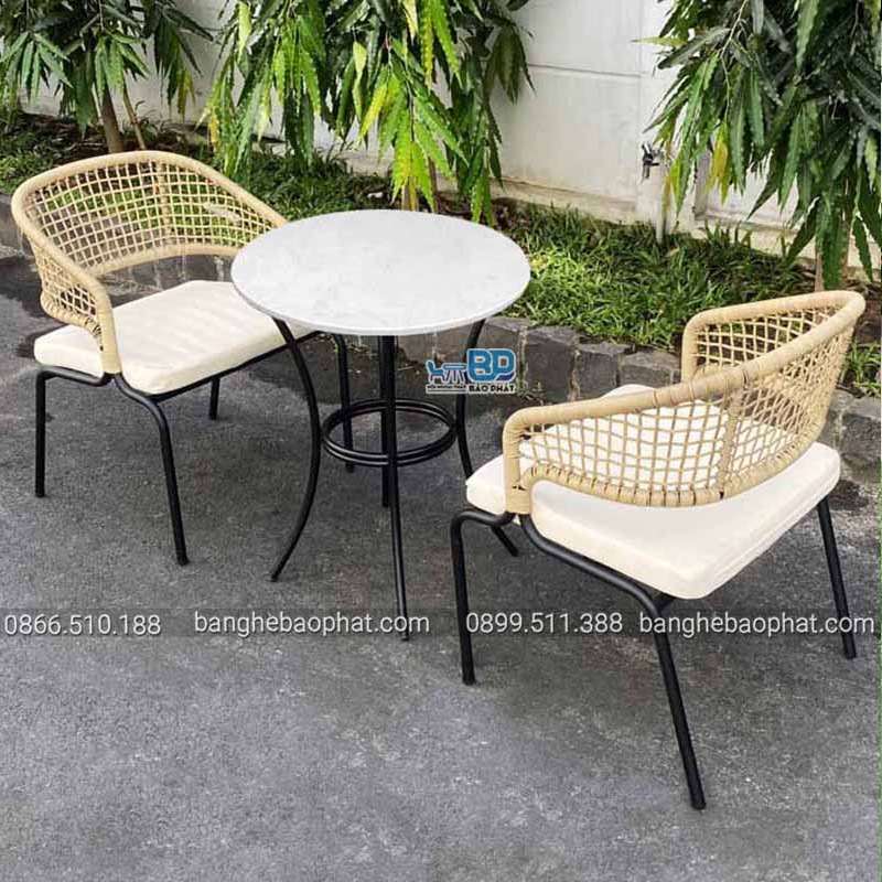 Ghế đan dây dù kèm nệm rời 