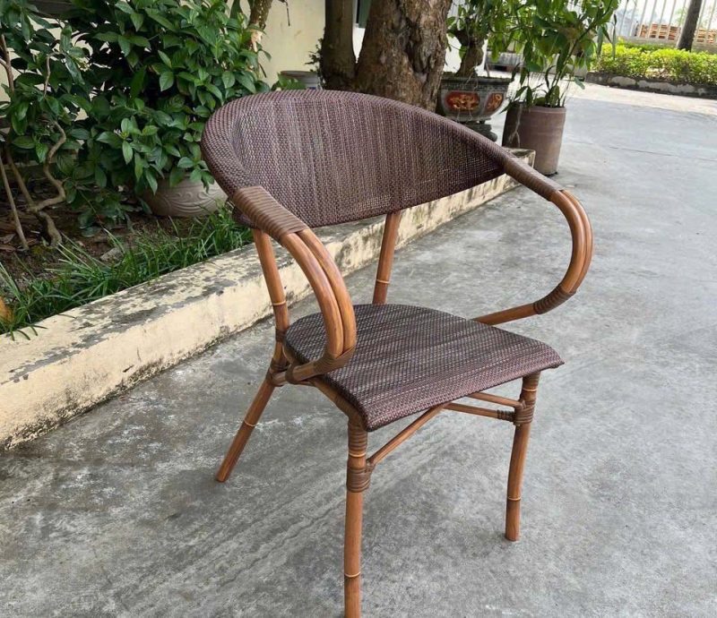 Ghế khung nhôm lưới textilene Paris 01 dùng làm ghế quán cafe sân vườn