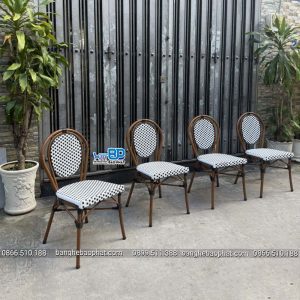 ghế mây nhựa ngoài trời khung nhôm vân gỗ BGNGMBP104