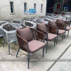 ghế nhựa giả mây dây tròn nâu BGNGMBP089