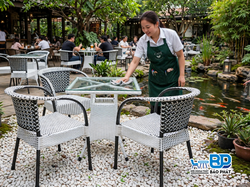 Hướng dẫn bảo quản bàn ghế mây sân vườn ngoài trời đúng cách