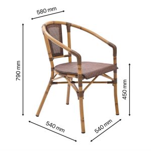 Bộ bàn ghế khung nhôm lưới textilene Paris 02 8 kích thước ghế khung nhôm lưới textilene paris 02
